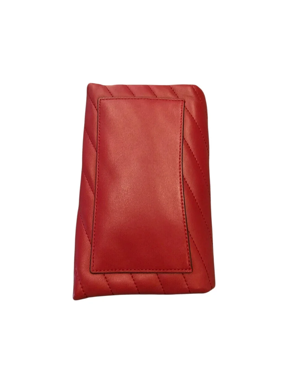 Tory Burch Kira Chevron Chain Wallet Bright Red Leather Gold Bag